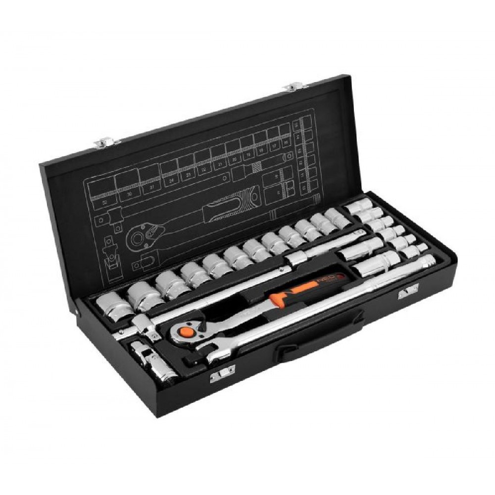 NEO TOOLS Καστάνια Με Καρυδάκια Με Καρέ Υποδοχής (1/2") Σετ 25 Τεμαχών 10-036 NEO TOOLS Καστάνια Με Καρυδάκια Με Καρέ Υποδοχής (1/2") Σετ 25 Τεμαχών 10-036