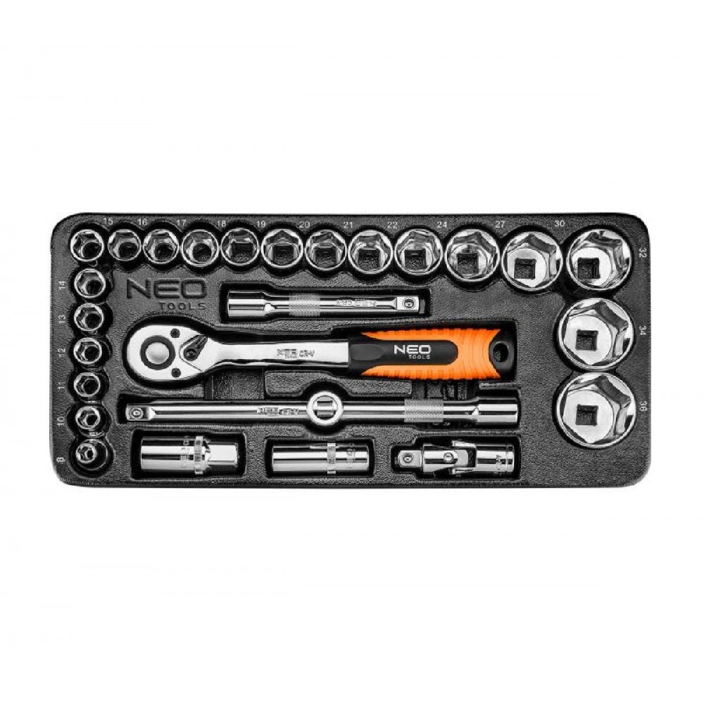 NEO TOOLS Καστάνια Με Καρυδάκια Με Καρέ Υποδοχής (1/2") Σετ 27 Τεμαχών 84-238 NEO TOOLS Καστάνια Με Καρυδάκια Με Καρέ Υποδοχής (1/2") Σετ 27 Τεμαχών 84-238