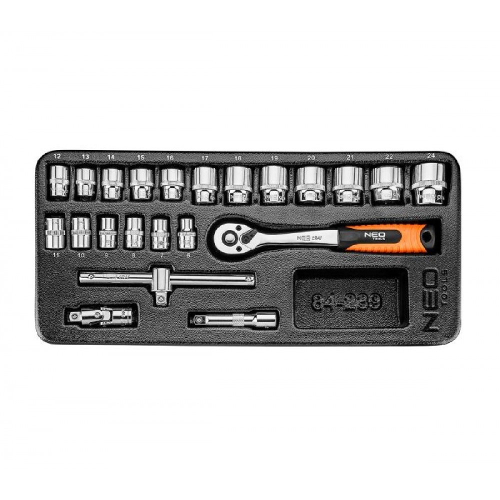 NEO TOOLS Καστάνια Με Καρυδάκια Με Καρέ Υποδοχής (3/8") Σετ 22 Τεμαχίων 84-239 NEO TOOLS Καστάνια Με Καρυδάκια Με Καρέ Υποδοχής (3/8") Σετ 22 Τεμαχίων 84-239